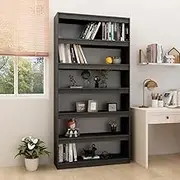 Book Cabinet/Room Divider Grey 100x30x200 cm Solid Pinewood, Home Office Shelving