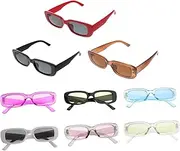[Gatuida] 9Pcs Retro Rectangle Sunglasses for Men Women for Summer Festivals Travel and Parties Chic Novel Design UV Protection