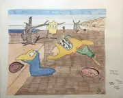 HAND DRAWN & ONE OF A KIND Simpsons Persistence of Memory Poster 16" x 20" OOAK
