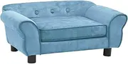 vidaXL Turquoise Plush Pet Sofa with Wooden Frame and Anti-Slip Design - Perfect for Small Dogs and Cats - Easy Maintenance with Washable Cushion Cover