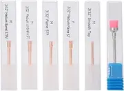 Rose Gold Nail Art Polishing Grinding Head Nail Drill Bits Dust Brush Set 6pcs for Manicure Tool