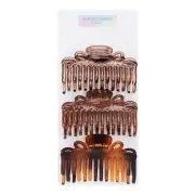 No Boundaries Women's Openwork Claw Hair Clips, 3-Pack Assorted Colors