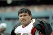 Offensive tackle Anthony Munoz Cincinnati Bengals watches the acti- Old Photo