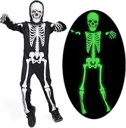 Sincere Party Kids Skeleton Costume Glow in the Dark Skeletons Halloween Skeleton Costumes for Boys and Girls