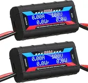 Yunsailing 2 Pcs 200A High Precision Watt Meter Power Analyzer Battery Consumption Performance Monitor Amp Meter Monitor with Backlight Digital LCD Screen for RC Solar Voltage Current Power (100V)
