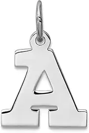 [JewelryWeb] 925 Sterling Silver Solid Polished Small Block Intial A Charm 16x11mm Wide 0.5mm Thick Pendant Necklace for Women