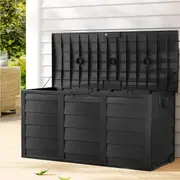 290L Gardeon Outdoor Storage Box Lockable Cabinet Organiser Garden Deck Shed All Black