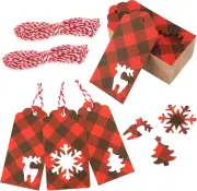 150Pcs Christmas Gift Tags with String,3 Style Stripe Blank Hollow-Out Tags, Per