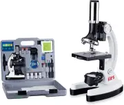 NEW AmScope 52pc120X-1200X Kids Beginner Microscope Stem Kit LED Slides Carry