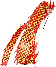 Dragon Dance Silk 3D Dragon Poi Silk Dragon Dance Wu Long Ribbon Streamer Dragon and Lion Dance Props Outdoor Flinging Fitness Dragon Dance (Color : Red)
