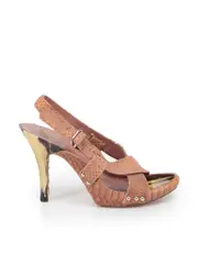 Blush Pink Snakeskin Cross Strap Sandals