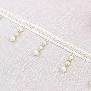 Fringe Trim，Curtain Tassels， 12 Yards Pearl Beads Trim Lace for Decoration Home Curtain Sofa Tablecloth Decorative Tassel Fringe Sewing Accessory(White)