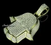 Men's Real Iced VVS Natural Moissanite Customized Hamsa Hand Pendant 925 Silver