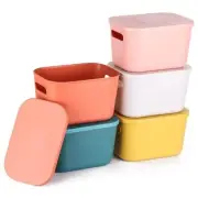 5Pcs Plastic Storage Bins With Lids Stackable Pantry Organizer Bins With
