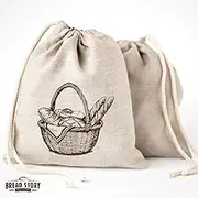 Linen Bread Bags - 3 Pack 30 x 40 Speical Art Design Unbleached Linen Reusable Food Storage for Homemade Artisan Bread