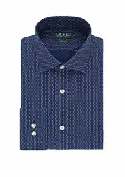 Lauren Ralph Lauren Men's Ultraflex Regular Fit Printed Dress Shirt Navy Dot
