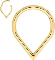 [Pierced Koala] 2PCS Titanium Implant Grade 16G Tear Drop Gem Septum jewellery Hinged Segment Ring Body Piercing Nose Hoop Lip Clicker Tragus Daith Eyebrow Ring Helix Cartilage Rook Earrings