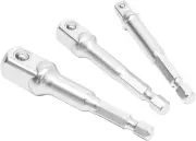 3-Piece Socket Adapter Set, 1/2-Inch 3/8-Inch 1/4-Inch Drive, Standard 1/4" Hex