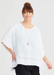 [TS] Taking Shape Linen Blend Sardinia Overtop Size 18-20 in White - Plus Size Women's Tops & T Shirts White