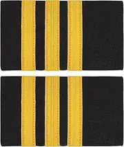 [BENECREAT] Professional Pilot Uniform Epaulets, Epaulets with Three Gold Stripes Captain Shoulder Boards for Pilots Insignia Sliders Cosplay Dress, Gold