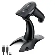 2D 1D Wireless Barcode Scanner with Stand, 3-in-1 Barcode Reader 2.4G Wireles...