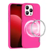 ZUSLAB for Apple iPhone 15 Pro MagSafe Case Liquid Silicone Anti-Scratch Gel Rubber Shockproof Protective Magnetic Cover (2023) - Hot Pink