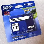 Brother P-touch TZe-231 Label Tape 1/2” Black Print on White Tape