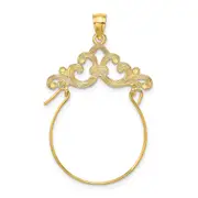14k Yellow Gold Fleur de Lis Scroll Framed Charm Holder