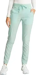 [Cherokee] Statement Women Scrubs Pant Mid Rise Tapered Leg Drawstring Plus Size CK055, 3XL, Minty Meadow