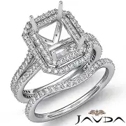 Emerald Diamond Semi Mount Engagement Ring Bridal Set 14k Gold White 2.50 ct.