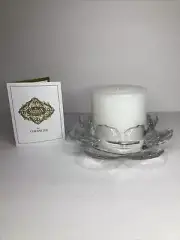 Shannon Crystal Godinger Lotus Pillar Candle and Holder