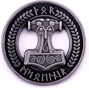 [Pinstant] Thor Hammer Valknut Knot Viking Norse Rune Runes Symbol Odin Celtic Mythology 1.8" Enamel Pin Badge, 1.8 Inches Tall, Enamel, metal