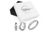 Boxed Solid 925 Sterling Silver Curb Chain Earrings and Ring Set