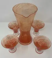 Dansk Orange Twist Glassware 5-PC Set Pitcher & Cocktail Glasses NEW w/o box