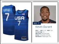 在飛比找Yahoo!奇摩拍賣優惠-2020 東京奧運美國夢幻隊 Kevin Durant 球衣