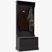 28" 3-in-1 Entryway Hall Tree, Bench & Coat Rack, Black