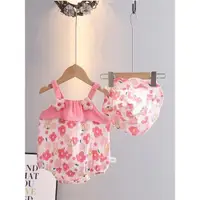 在飛比找ETMall東森購物網優惠-嬰幼兒衣服夏季連體衣寶寶包屁衣純棉紗布吊帶哈衣女寶寶夏裝韓系