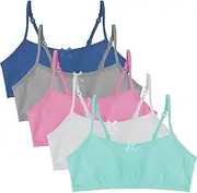 [Popular] Cotton Girls Training Bra - Crop Cami Training Bras for Girls with Adjustable Straps. Cotton Bra Pack., 5 Pack