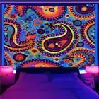 Asia Decor India Wall Art Blacklight Poster UV Reactive Tapestry Wall Hanging
