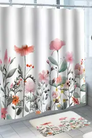 Pinkish Modest Flower Garden Shower Curtain