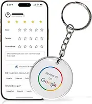 [Upgraving] Smart Google Review Tap Keychain with QR Code for Instant Customer Feedback. Includes an NFC Tag for Direct Google Reviews. Compatible with iPhone and Android., White