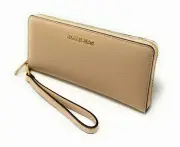 New Michael Kors Jet Set Large Travel Continental Wallet Leather Buff