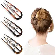 3PCS French Hair Pins, Hair Clips for Girls Women, U Shaped Hair Pins Unique 3 Prong Updo French Clips for Thin Thick Hair Hairstyle (Style1, One size)