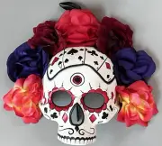 Day of The Dead Mask Dia de Los Muertos Sugar Skull Poker Face Papier Mache'