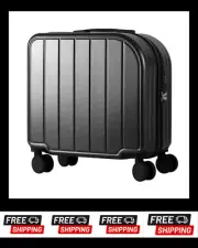 Black Compact 18 Inch Carry-On Suitcase | Lightweight ABS Hardside Spinner Lugga