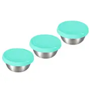3pcs Salad Dressing Container Stainless Steel Condiment Container Light Blue