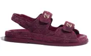 Chanel 21A Pink Velvet Denim CC Logo Mule Slide Strap Flat Teva Dad Sandal 41