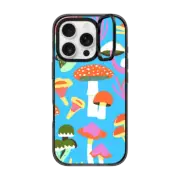 iPhone 16 Pro Impact Ring Stand Case MagSafe Compatible Blue Mushroom by Naomi Wilkinson