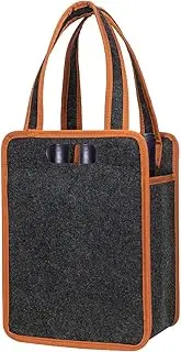 [Generic] Bottle Carrier Bag, 6 Bottle Wine Tote Bag, Bottle Bag for Travel, Wine Carrier Bag Holder with Handle, Felt Wine Bottle Bag for Camping Picnic