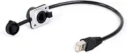 ROBAUN CAT5E 8P8C RJ45 STP Cable Male to Female D-Type Panel Mount Ethernet LAN Network 8 Pin Straight Extension Indoor Cable 0.2M-50M(Black,50M)